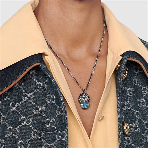 men's gucci lion necklace|gucci interlocking chain.